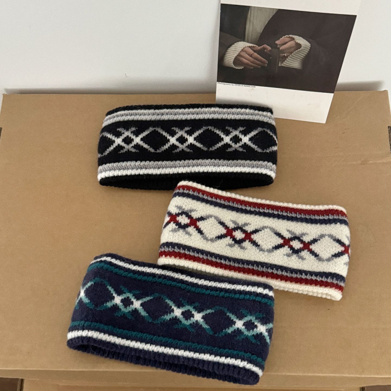 Κορδέλα μαλλιών σε ρετρό στυλ, unisex, ζακάρδ καρό μοτίβο, χειμερινή συλλογή 2025