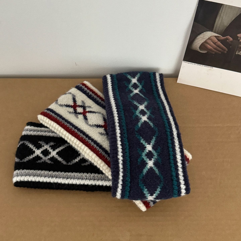 Κορδέλα μαλλιών σε ρετρό στυλ, unisex, ζακάρδ καρό μοτίβο, χειμερινή συλλογή 2025