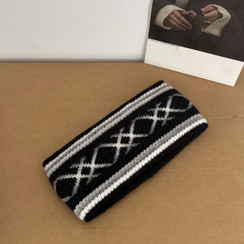 Κορδέλα μαλλιών σε ρετρό στυλ, unisex, ζακάρδ καρό μοτίβο, χειμερινή συλλογή 2025