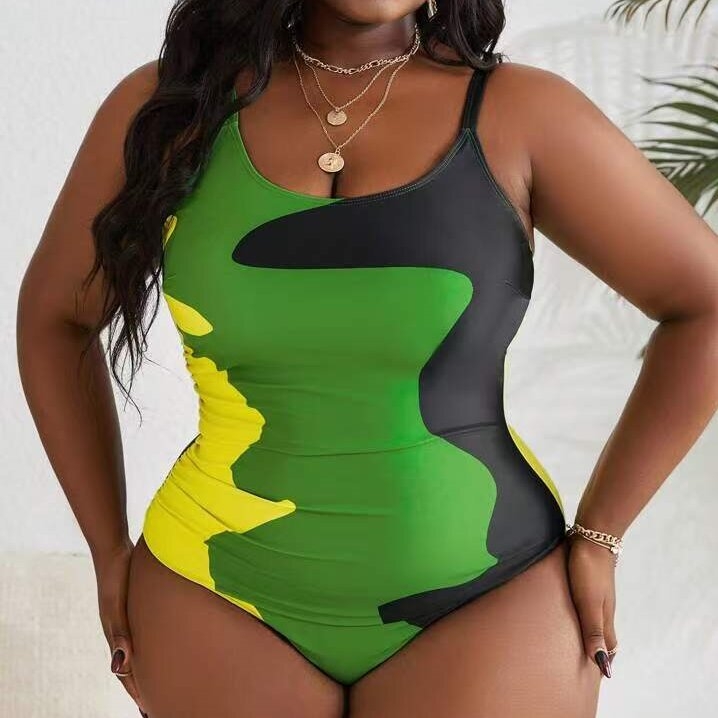 Jednodijelni kupaći kostim s printsom, otvorena leđa, visoka elastičnost i jastučić za prsa.