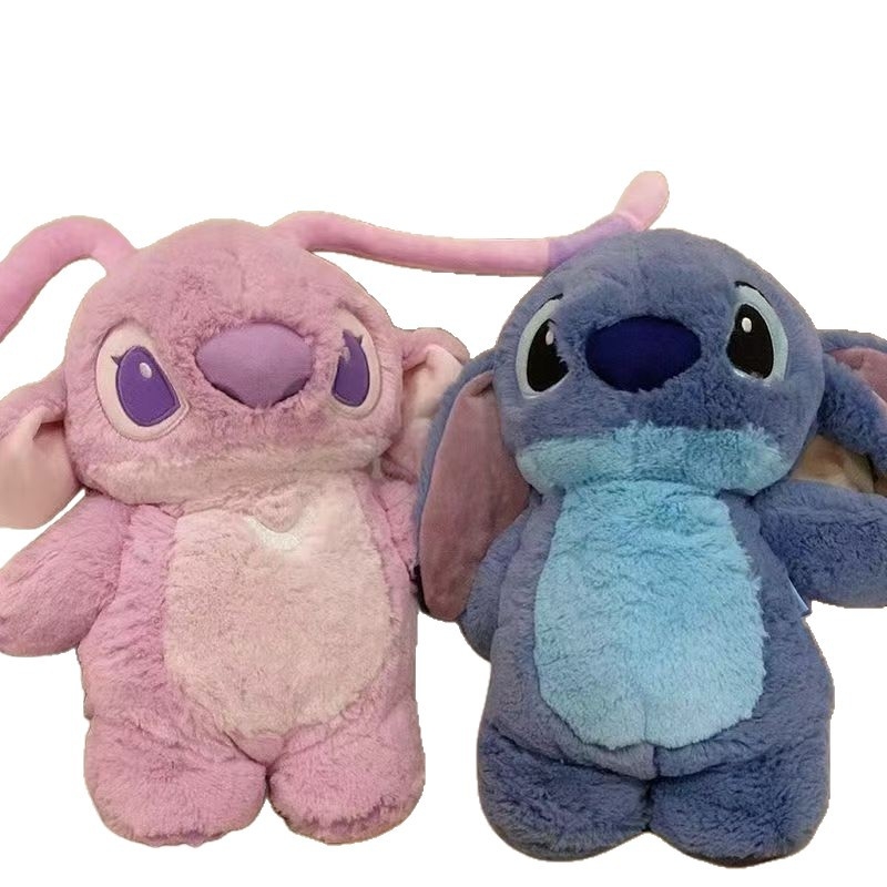 Stitch cartoon plüss melegítő palack vízzel töltve, nyomtatott textil anyag, fűtés vízzel történik, kézre, derékre, lábakra és hátra alkalmas