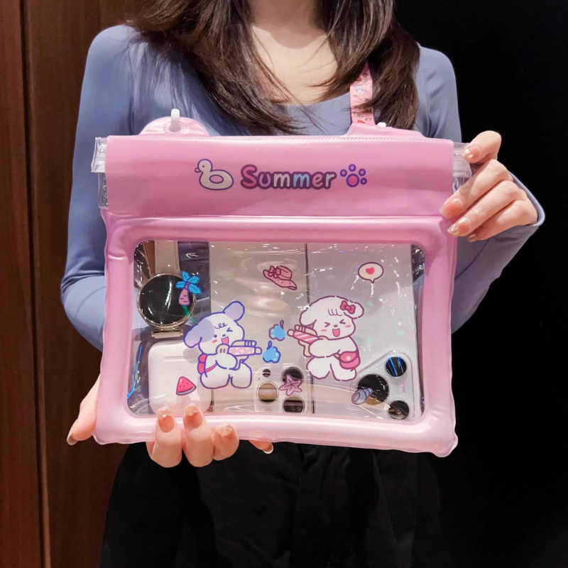 Telefonos vízálló táska érintőképernyővel, PVC vízálló tok úszáshoz és szabadtéri tevékenységekhez, rajzolt minta