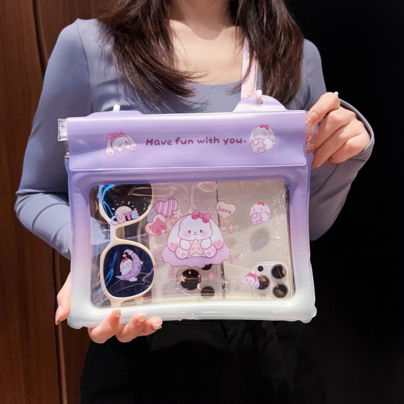 Telefonos vízálló táska érintőképernyővel, PVC vízálló tok úszáshoz és szabadtéri tevékenységekhez, rajzolt minta