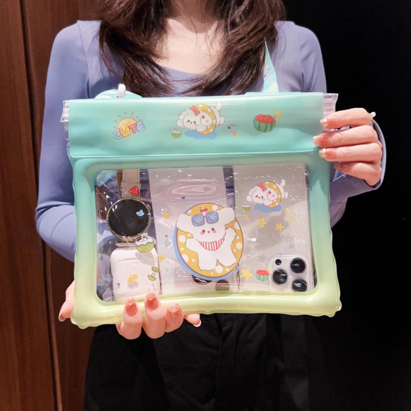 Telefonos vízálló táska érintőképernyővel, PVC vízálló tok úszáshoz és szabadtéri tevékenységekhez, rajzolt minta