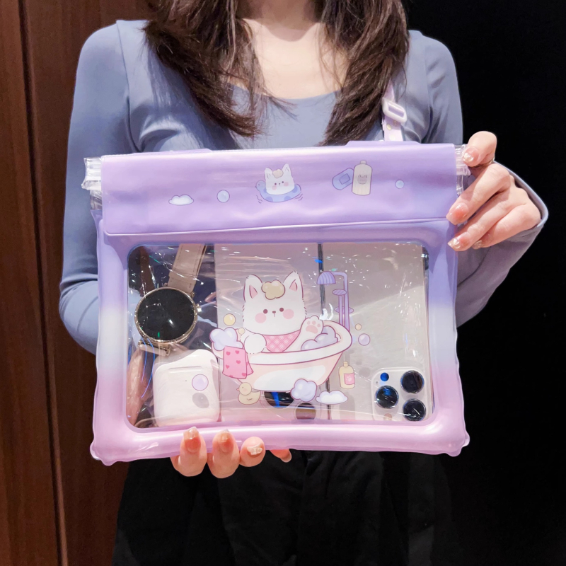 Telefonos vízálló táska érintőképernyővel, PVC vízálló tok úszáshoz és szabadtéri tevékenységekhez, rajzolt minta