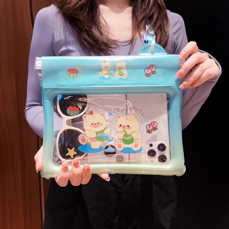 Telefonos vízálló táska érintőképernyővel, PVC vízálló tok úszáshoz és szabadtéri tevékenységekhez, rajzolt minta