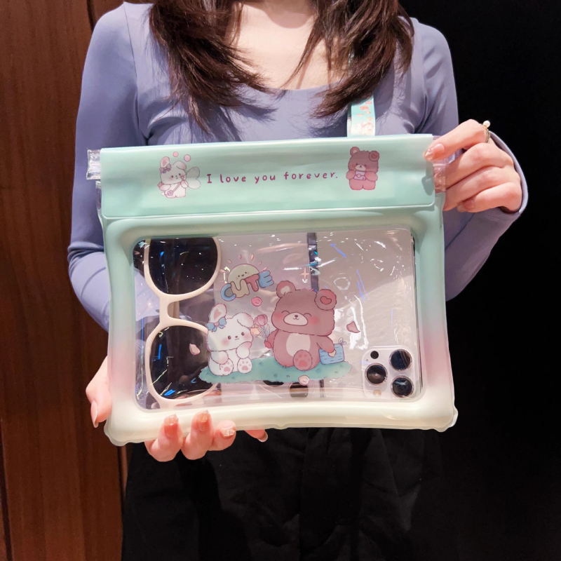 Telefonos vízálló táska érintőképernyővel, PVC vízálló tok úszáshoz és szabadtéri tevékenységekhez, rajzolt minta