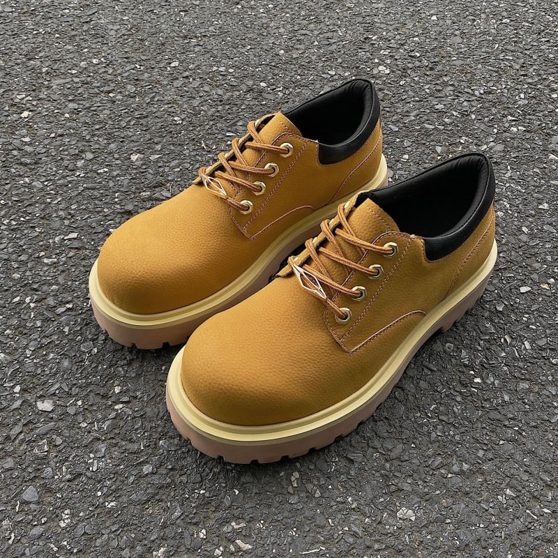 Παπούτσια εργασίας εξωτερικού χώρου, Derby, χαμηλό επάνω, ανδρικά παπούτσια από γνήσιο δέρμα με παχιά σόλα για αύξηση ύψους (επάνω μέρος: γνήσιο δέρμα; σόλα: καουτσούκ; κούμπωμα: κορδόνια; Ύψος τακουνιού: 3–5 cm; χαμηλό πάνω)