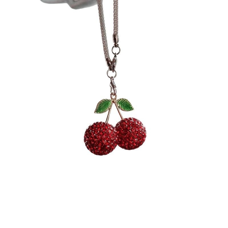 Ai Cheng автомобилна интериорна висулка със стразове — мотив Cherry Strawberry, материал: сплав със стразове, стил: прост, интериорна декорация