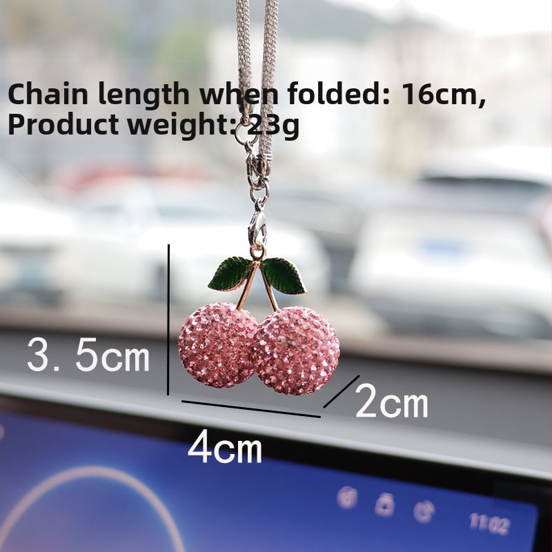 Ai Cheng Auto interiérová ozdoba s rhinestone pendant — motív čerešňa a jahoda, zliatina rhinestones, jednoduchý štýl, vnútorná dekorácia