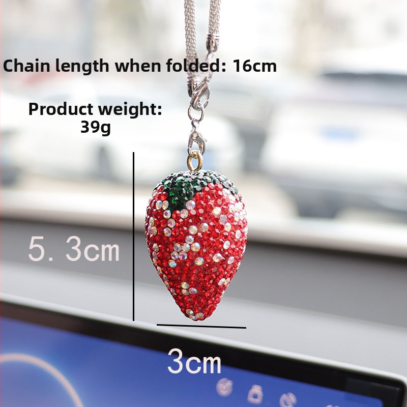 Ai Cheng Auto interiérová ozdoba s rhinestone pendant — motív čerešňa a jahoda, zliatina rhinestones, jednoduchý štýl, vnútorná dekorácia