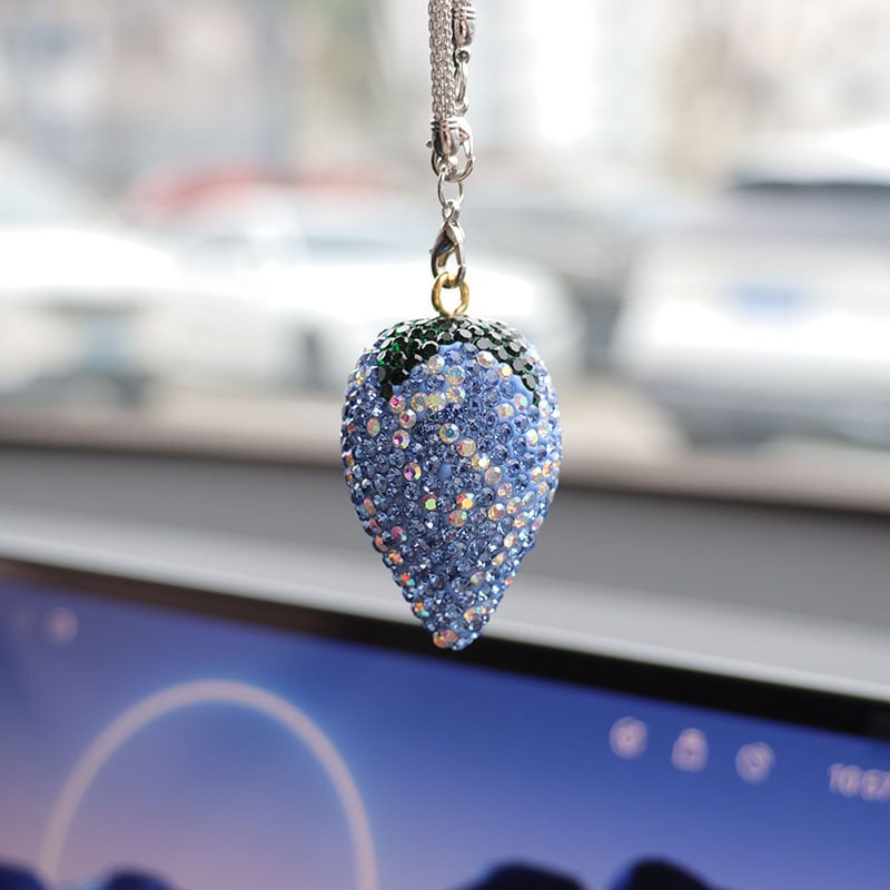 Ai Cheng автомобилна интериорна висулка със стразове — мотив Cherry Strawberry, материал: сплав със стразове, стил: прост, интериорна декорация