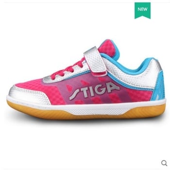 Stiga Παπούτσια επιτραπέζιου τένις για παιδιά, unisex, μη ολισθηρή σόλα, αναπνέοντα, σόλα από ύφασμα + PU δέρμα