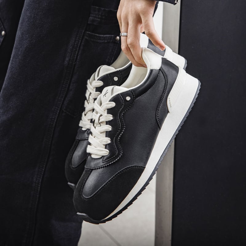 MRA Agan Παπούτσια για άνδρες – Αθλητικά-καθημερινά παπούτσια με συνθετικό δέρμα, καουτσούκ σόλα, κορδόνια, χαμηλό τακούνι 1–3 εκ, Χειμώνας 2025