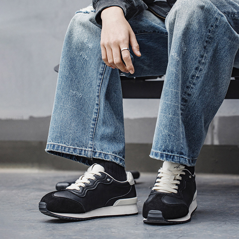 MRA Agan Παπούτσια για άνδρες – Αθλητικά-καθημερινά παπούτσια με συνθετικό δέρμα, καουτσούκ σόλα, κορδόνια, χαμηλό τακούνι 1–3 εκ, Χειμώνας 2025