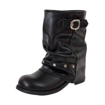 Retro bokacsizmák középtalpas, 3–5 cm vastag sarkú, kerek orr, felső anyag: szuper fiber, belső: mikroszál, talp: gumi, talpbetét PU