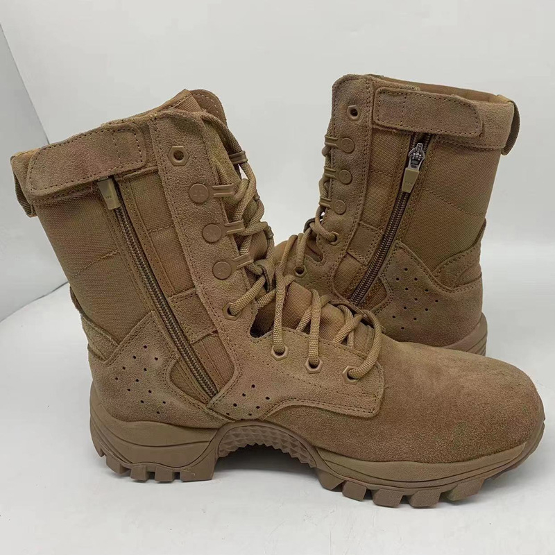 Ghete de luptă înalte, unisex, tactice, respirabile și rezistente, din velur de vițel prim-strat