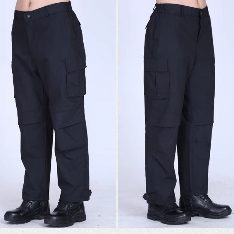 Παντελόνια εκπαίδευσης ασφαλείας με ενισχυμένο πλέγμα – ανθεκτικά στη φθορά, ύφασμα μείγματος βαμβακιού, για άνδρες, άνοιξη–φθινόπωρο, με πολλές τσέπες