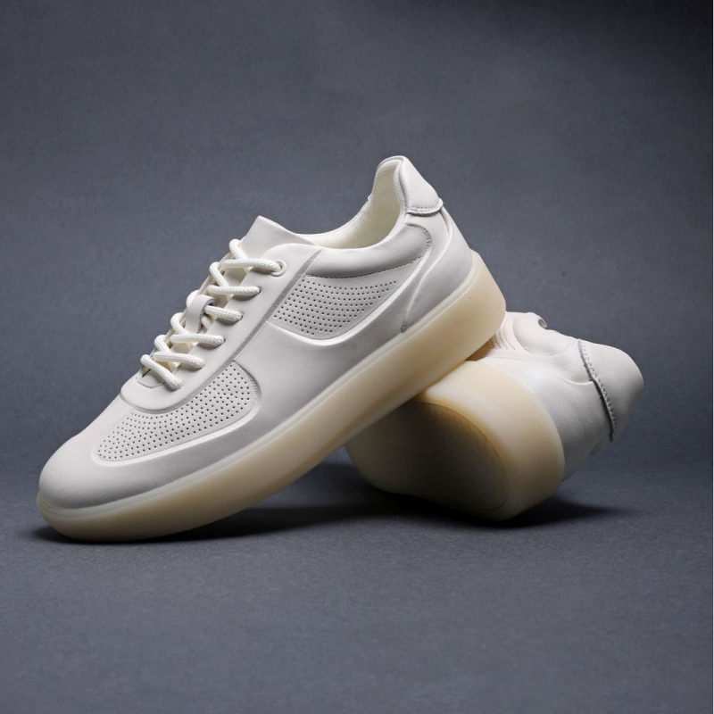 Pantofi sport pentru bărbați, din piele de vită, respirabili, cu șireturi, talpă din cauciuc