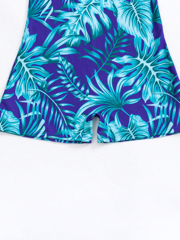 Costum de baie întreg cu imprimeu frunză de arțar, nailon 80/20, cu burete la bust, fără mâneci, pentru femei adulte