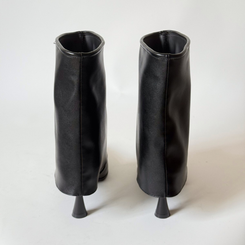 Női térd fölötti csizma, hegyes orr, vékony stiletto sarkú 6–8 cm, slip-on kivitel, felső rész Super Fiber