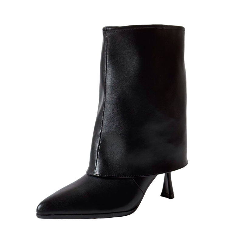 Női térd fölötti csizma, hegyes orr, vékony stiletto sarkú 6–8 cm, slip-on kivitel, felső rész Super Fiber