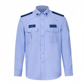 Ανδρικό καλοκαιρινό πουκάμισο υπηρεσίας για στολές ασφαλείας/δικαστικές — απομάκρυνση υγρασίας, 99% βαμβάκι, απλό ύφασμα, επένδυση 99.8% πολυεστέρας/0.2% αγώγινο νήμα, κοντά ή μακριά μανίκια, Καλοκαίρι 2025
