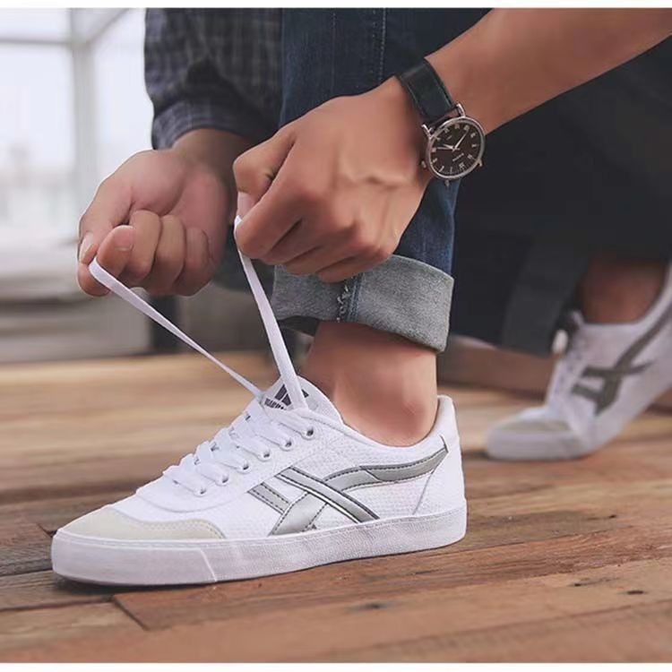 Sportos, hétköznapi teniszcipő, lélegző, könnyű vászon felsőrész, marhaín talp, uniszex