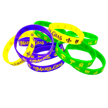 Brățară din silicon Mardi Gras – circulară, stil sport, unisex; brand Xyw, imprimare logo Can