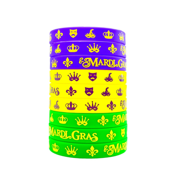 Brățară din silicon Mardi Gras – circulară, stil sport, unisex; brand Xyw, imprimare logo Can