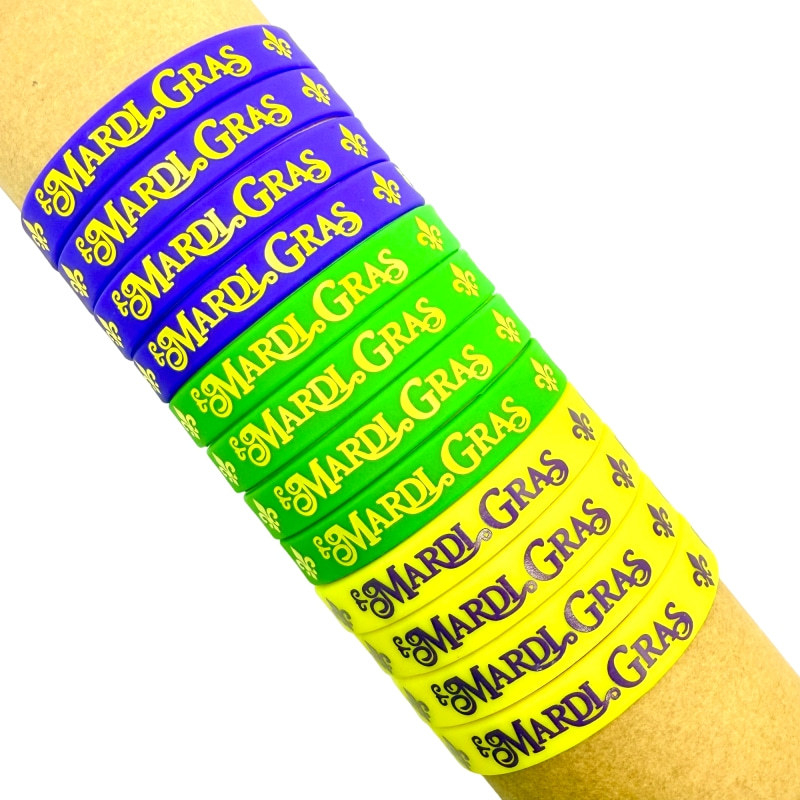 Brățară din silicon Mardi Gras – circulară, stil sport, unisex; brand Xyw, imprimare logo Can