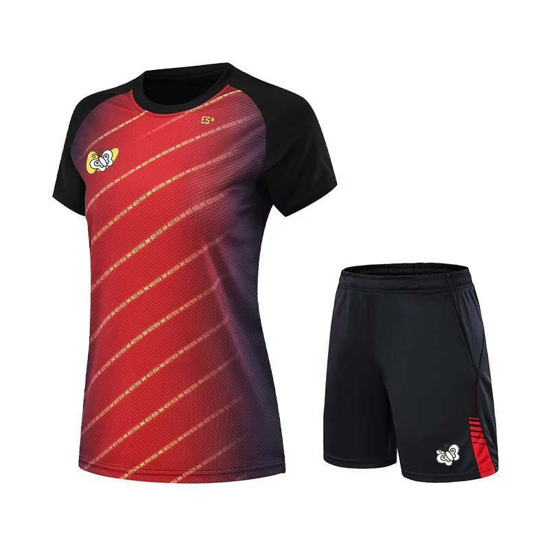 Majica za stolni tenis za muškarce, žene i djecu – brzo suši, otisak, kratki rukav, timska majica za stolni tenis; tkanina: smjesa kemijskih vlakana; sastav: 100% poliester; sport: stolni tenis