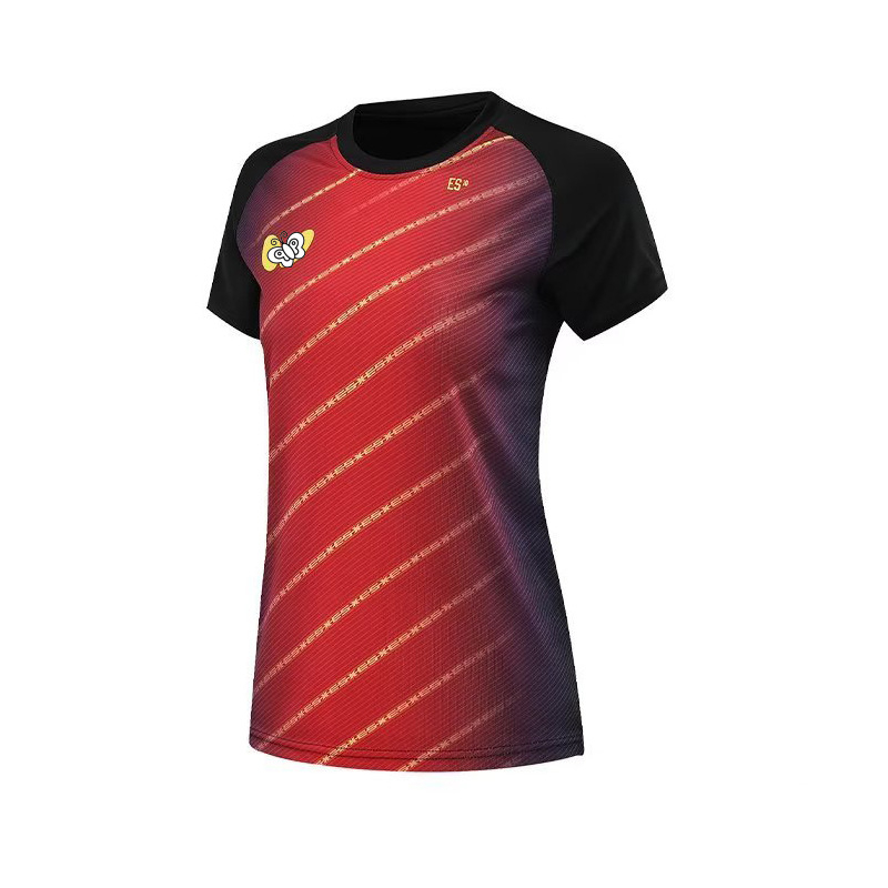 Majica za stolni tenis za muškarce, žene i djecu – brzo suši, otisak, kratki rukav, timska majica za stolni tenis; tkanina: smjesa kemijskih vlakana; sastav: 100% poliester; sport: stolni tenis