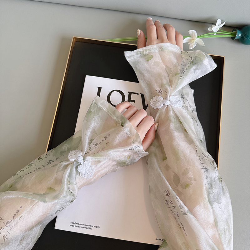 Napsütés elleni karvédők nyárra, kínai stílus, nemzeti trend, jégselyem anyag, 100% poliészter, ideális vezetéshez