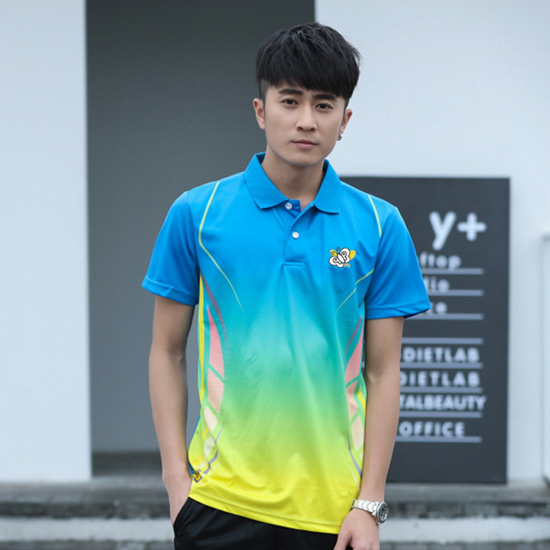 Kratki rukav tenis top – prozračan, brzo sušeći poliester materijal, 100% poliester, smjesa kemijskih vlakana, za trčanje i stolni tenis, sve sezone