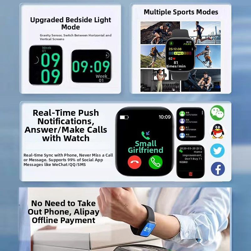 Смарт часовник с мобилно плащане, Bluetooth разговори, измерване на сърдечната честота и кръвното налягане, живот на батерията 7–14 дни