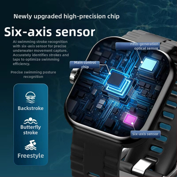 Смарт часовник с мониторинг на сърдечната честота, измерване на кръвното налягане, броене на крачки, водоустойчив за плуване и Bluetooth разговори