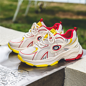 Ανδρικά παπούτσια τύπου dad shoes με παχιά σόλα, δίχτυωτή επένδυση, άνω καμβά, ελαφριά, διαπνέοντα καθημερινά αθλητικά παπούτσια