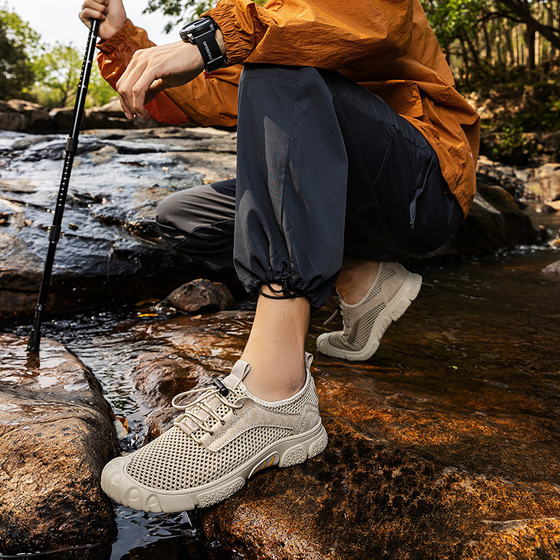 Ανδρικά παπούτσια mesh για άσκηση, διαπνέοντα, χαμηλού προφίλ, με ελαστικό ιμάντα κλεισίματος και καουτσούκ σόλα