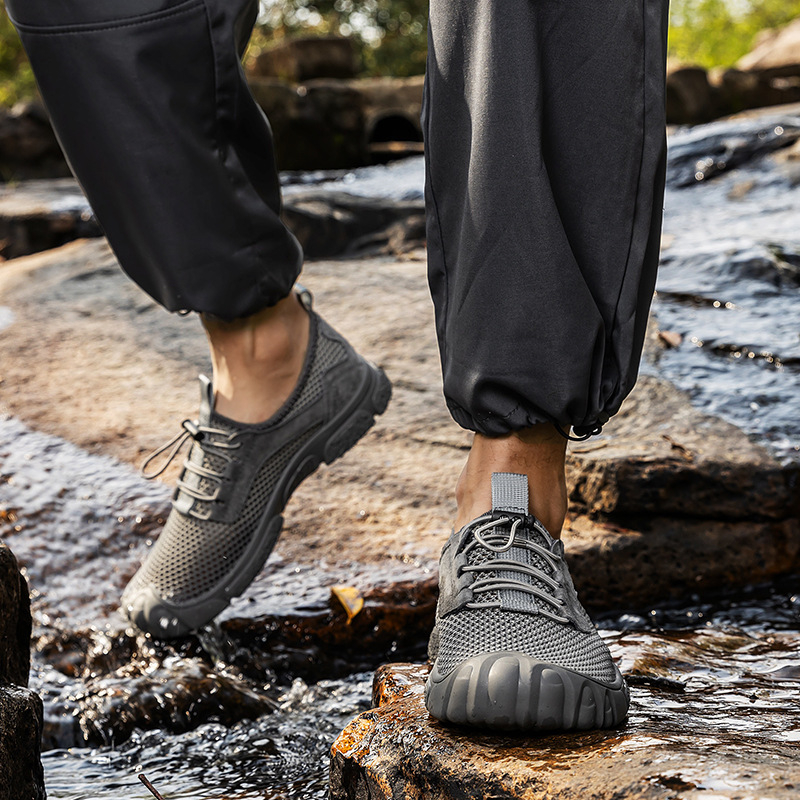 Ανδρικά παπούτσια mesh για άσκηση, διαπνέοντα, χαμηλού προφίλ, με ελαστικό ιμάντα κλεισίματος και καουτσούκ σόλα