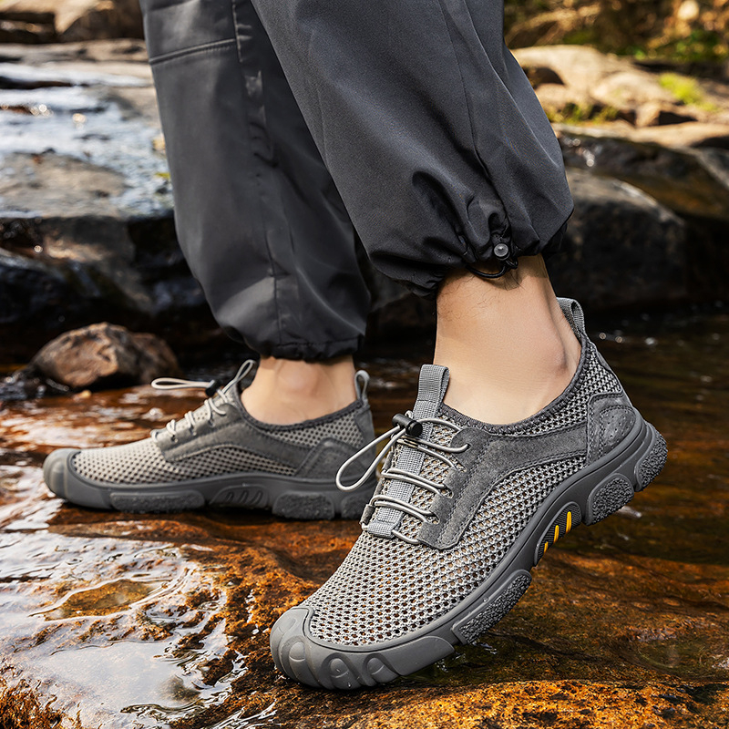Ανδρικά παπούτσια mesh για άσκηση, διαπνέοντα, χαμηλού προφίλ, με ελαστικό ιμάντα κλεισίματος και καουτσούκ σόλα