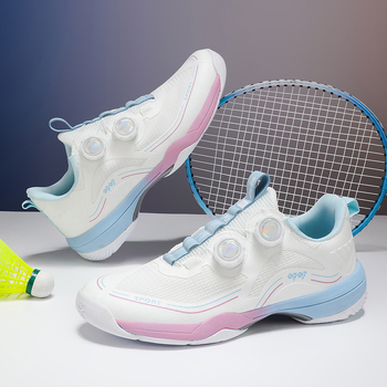 Παπούτσια μποντμίντον με κούμπωμα, επάνω μέρος από διχτυωτό ύφασμα, χαμηλό κολάρο, ανθεκτική εξωτερική σόλα από καουτσούκ, κατάλληλα για μποντμίντον και τένις