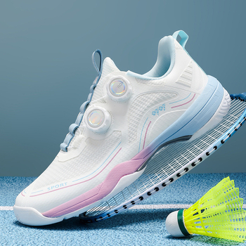 Παπούτσια μποντμίντον με κούμπωμα, επάνω μέρος από διχτυωτό ύφασμα, χαμηλό κολάρο, ανθεκτική εξωτερική σόλα από καουτσούκ, κατάλληλα για μποντμίντον και τένις