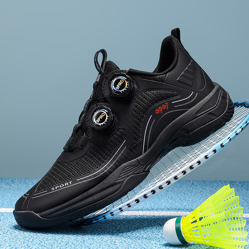 Παπούτσια μποντμίντον με κούμπωμα, επάνω μέρος από διχτυωτό ύφασμα, χαμηλό κολάρο, ανθεκτική εξωτερική σόλα από καουτσούκ, κατάλληλα για μποντμίντον και τένις