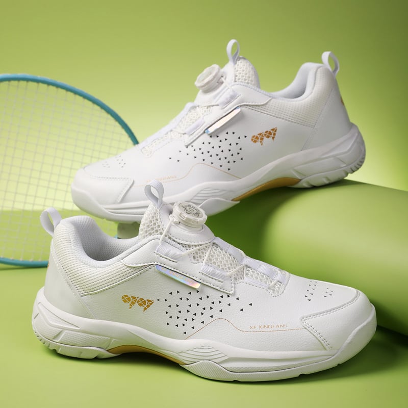 Ανδρικά και γυναικεία παπούτσια μπάντμιντον, διαπνέουσα επάνω από συνθετικό δέρμα, χαμηλό σχεδιασμό, εσωτερικό με πλέγμα, εξωτερική σόλα από ανθεκτικό καουτσούκ, ενδιάμεση σόλα από καουτσούκ, κατάλληλα για μπάντμιντον και τένις