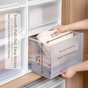 Съхранителна кутия с чекмедже, прозрачен пластмасов корпус, 30–40 л, PP смола, японски стил, прахоустойчива и влагозащитена