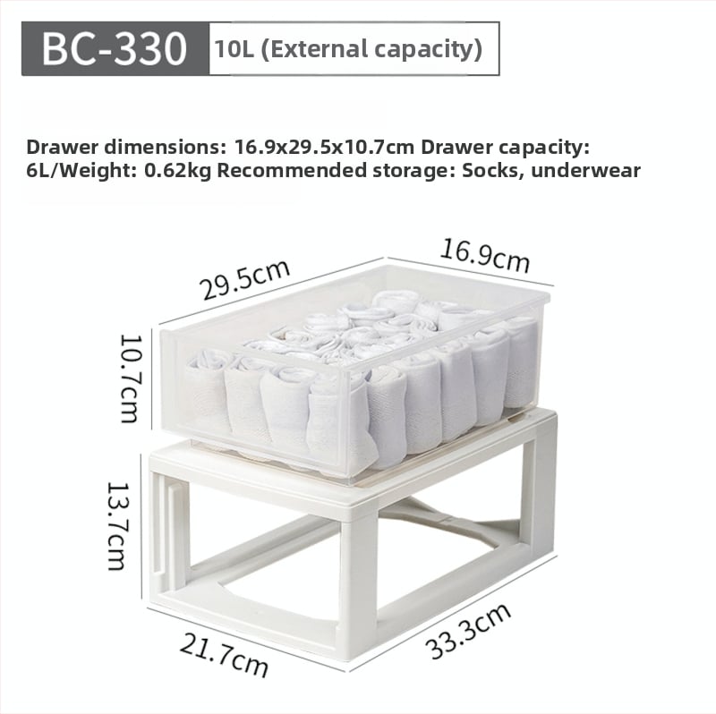 Съхранителна кутия с чекмедже, прозрачен пластмасов корпус, 30–40 л, PP смола, японски стил, прахоустойчива и влагозащитена