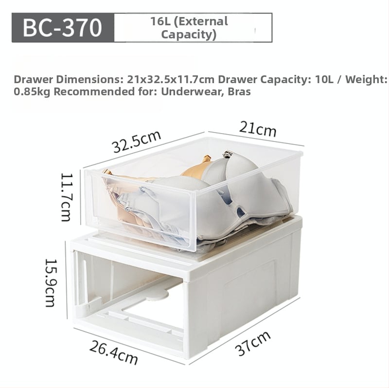 Съхранителна кутия с чекмедже, прозрачен пластмасов корпус, 30–40 л, PP смола, японски стил, прахоустойчива и влагозащитена