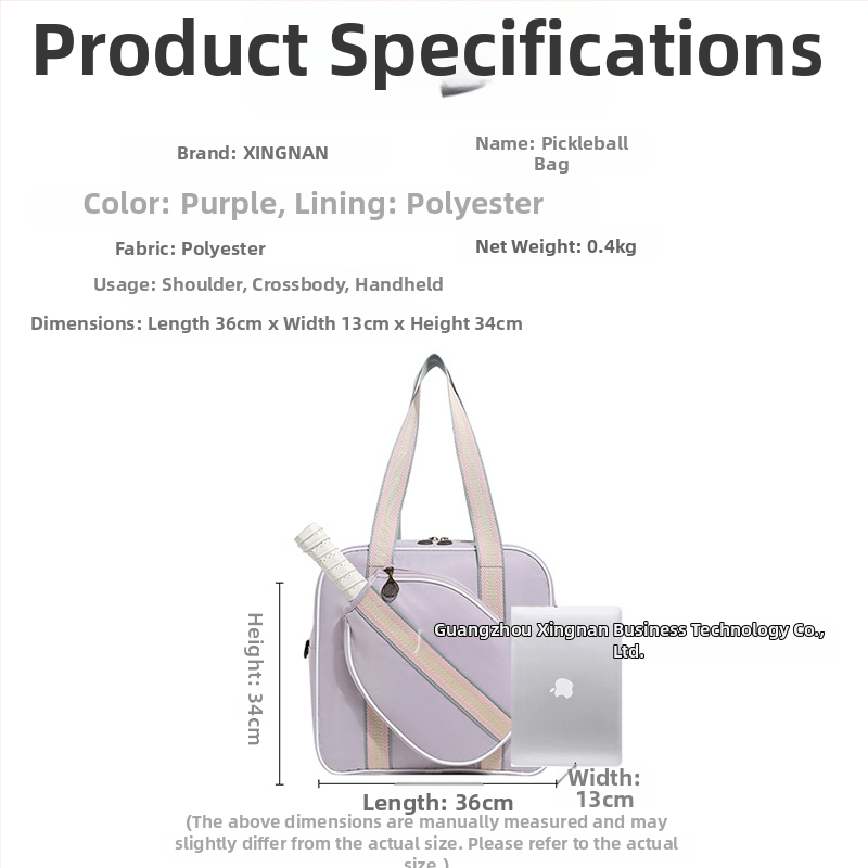 Dámska tenisová taška 2025 – nová špeciálna ochranná taška na vonkajšie rameno, veľká kapacita, športová taška na badminton/tenis/pickleball, Oxford látka, prispôsobiteľná, XINGNAN/Row South