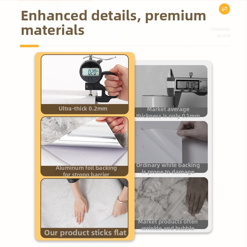 Kuhinjska PVC naljepnica za zid, vodootporna i otporna na masnoću, samoljepljiva, 1 komad, ravnog stila